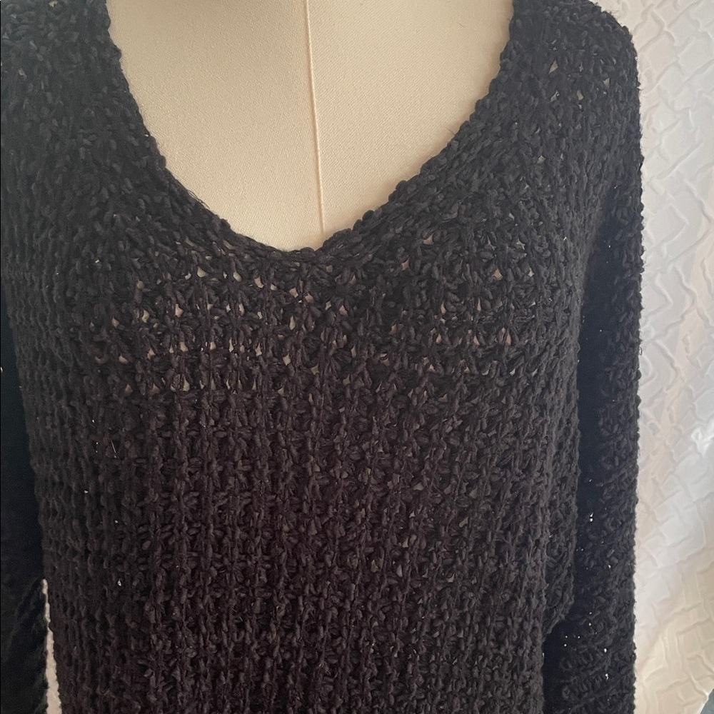 Young Fabulous & Broke Open Weave Oversized Black Sweater Small